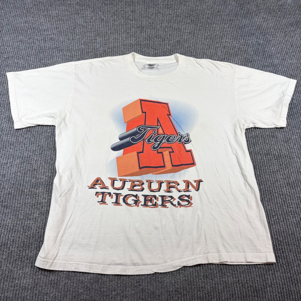 Vintage TNT Shirt Mens XL Auburn Tigers White NCAA College Football 90s Graphic
